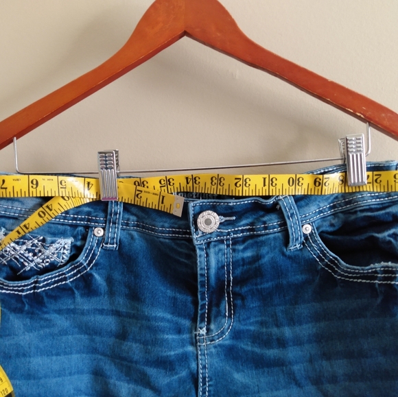 Amethyst Jean Shorts Blue 9 Inch Rise Cotton Pockets Jean Women's Size 13 - Picture 2 of 9